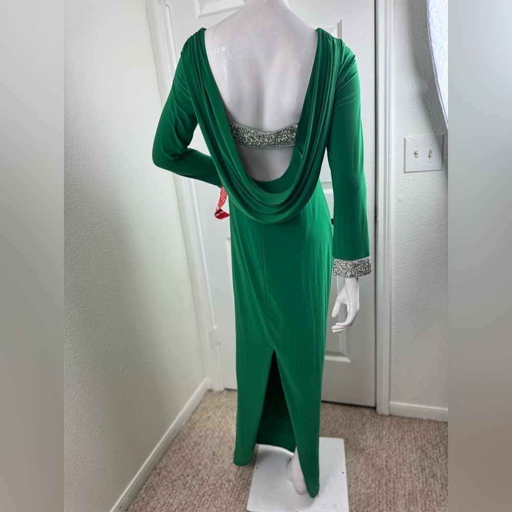Marina Elegant Green Long Sleeve Dress Size 6. A43 - Picture 5 of 16